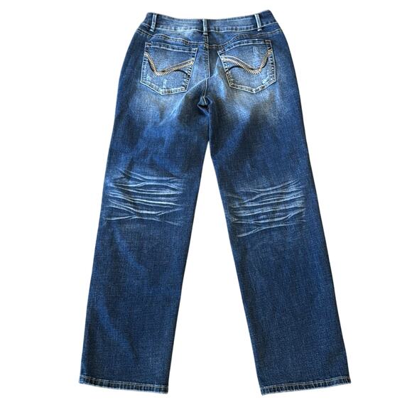 NWT Flamingals Women's High Rise Distressed Boyfriend Jean Dark Wash Size M/6-8 - Picture 2 of 8